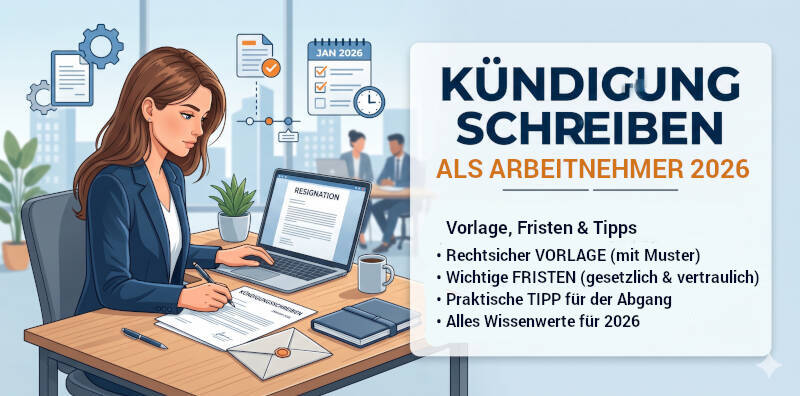 Kündigung schreiben als Arbeitnehmer 2026 — Vorlage, Fristen & Tipps